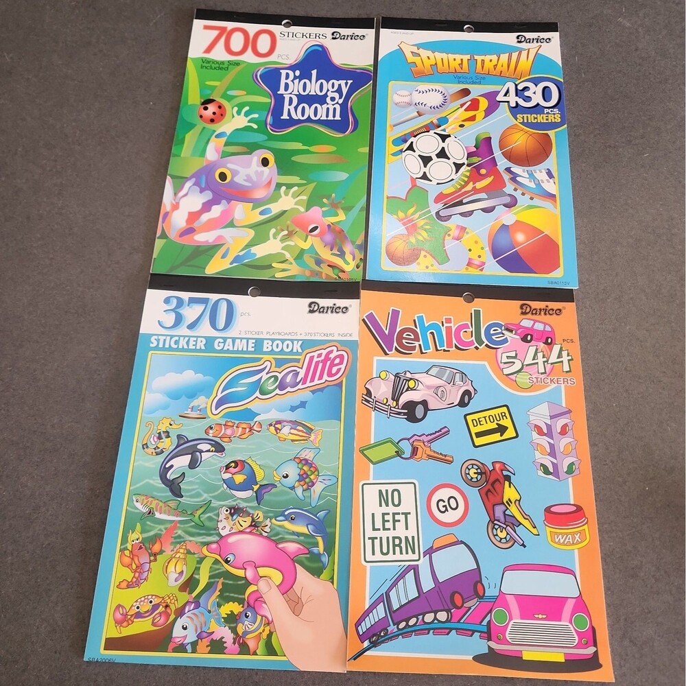 Vintage Darice Sticker Pads Lot of 4 - NOS Early 2000s Over 1600+ Pcs